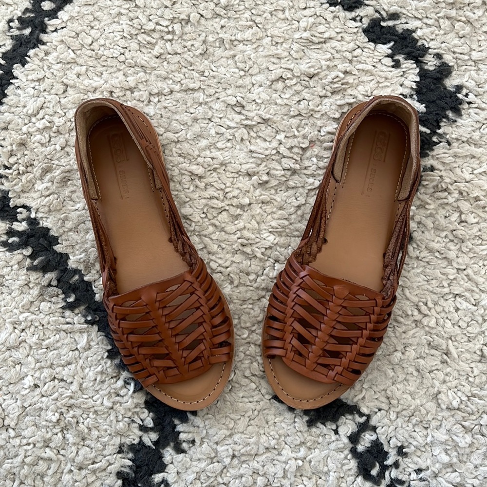 ASOS Brown Woven Leather Huarache Sandals